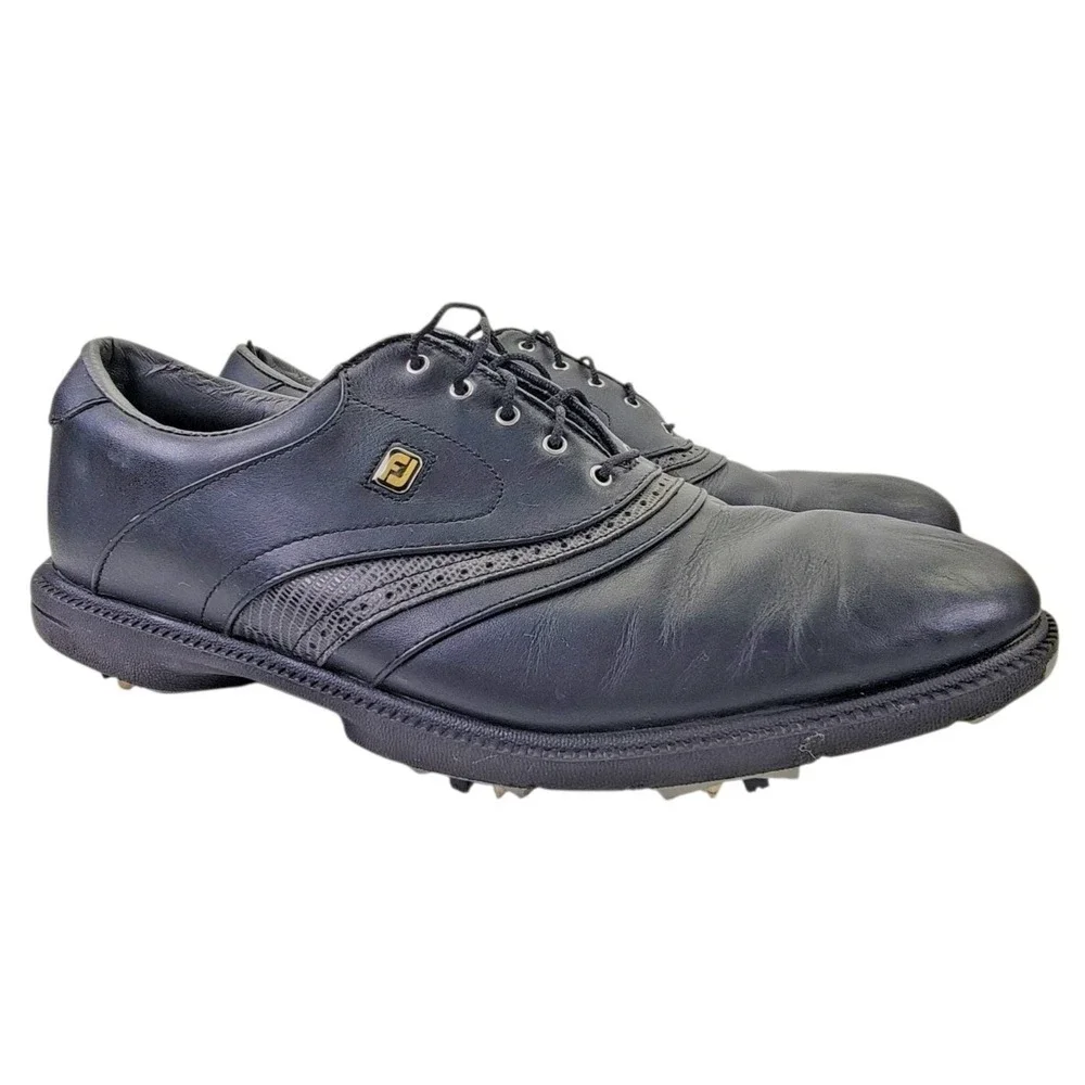 Footjoy Golf Shoes Mens Size 12M Black Superlites Soft Spike Lace‎ Up Leather